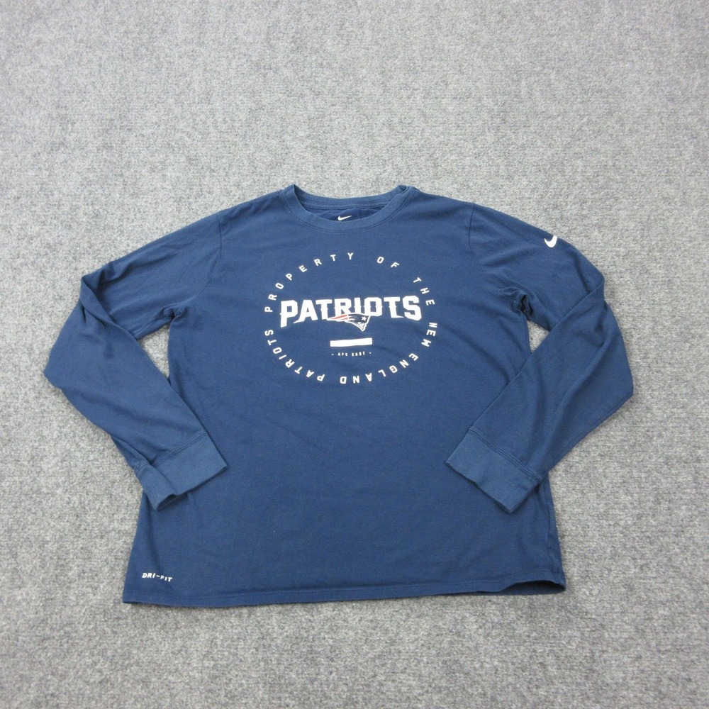 New England Patriots Shirt Boys XL Blue NFL Football Long Sleeve Dri-FIT Nike